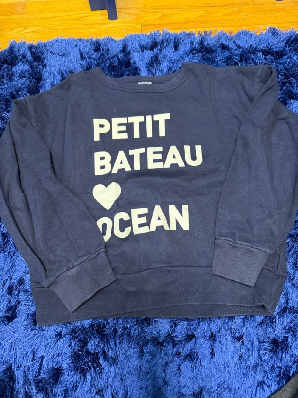 Petit Bateau Navy Sweatshirt with Cream Logo